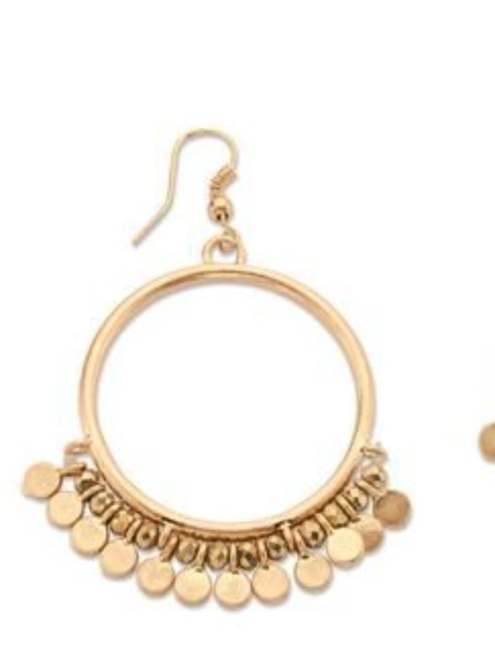 NWT 7 Charming Sisters Gold Tone Boho Coin Hoop Earrings 2.5" Statement Dangle - Picture 4 of 4